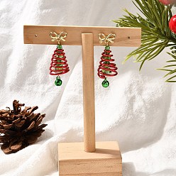 Красный Серьги-гвоздики с подвесками из алюминиевого стекла, с фурнитурой для сережек-гвоздиков в виде банта из сплава, харизматичное дерево, красные, 44x16 мм