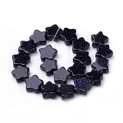 Blue Goldstone Synthetic Blue Goldstone Beads Strands, Star, 12x12x4~5mm, Hole: 1mm, about 20pcs/strand, 8.26 inch