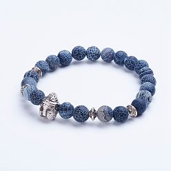 Натуральный Агат Натуральный выветрившийся браслет из агата с бисером, с бисером сплава Spacer, 1-3/4 дюйм (45 мм)