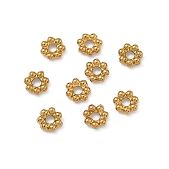 Настоящее золото 18K 304 из нержавеющей стали бусы, цветок, ионное покрытие (ip), долговечный, стойки покрытие, реальный 18 k позолоченный, 4x1.5 мм, отверстие : 1.2 мм