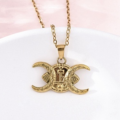 Настоящее золото 18K Полумесяц крест 304 ожерелья с подвесками из нержавеющей стали, ионное покрытие (ip), реальный 18 k позолоченный, 17.91 дюйм (45.5 см)