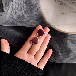 Темно-Красный Женские серьги с эмалью из сплава, с 925 стерлинговым серебром, темно-красный, 24x10 мм