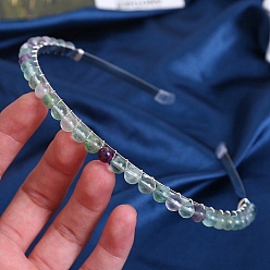 Флюорит Резинки для волос из натурального флюорита, металлический обруч для волос, для женщин девушек, 150x130x6 мм