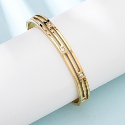 Настоящее золото 18K 304 Браслеты из нержавеющей стали с микропаве из прозрачных кубических цирконий для женщин, полый, ионное покрытие (ip), долговечный, реальный 18 k позолоченный, 1/4 дюйм (0.8 см), внутренний диаметр: 2-1/8 x2-1/2 дюйм (5.3x6.4 см)