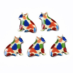 Лимонный шифон Эпоксидная смола подвески, кошка / котенок, лимонный шифон, 23.5x20x2 мм, отверстие : 0.8 мм