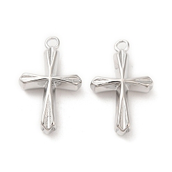 Платинированный Латунные подвески, без кадмия, без никеля и без свинца, крест очарование, Реальная платина, 19x12x5 мм, отверстие : 1.5 мм