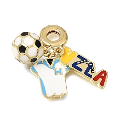 Blanco Colgantes europeos de latón y esmalte con temática futbolística, Grandes colgantes agujero, camiseta de fútbol de Honduras, chapado en rack, larga duración plateado, sin plomo y cadmio, dorado, blanco, 31 mm, agujero: 4.5 mm