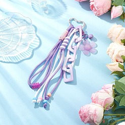 Фиолетовый Внутренние сердечники полиэстер и спандекс шнуры веревки подвесные украшения, цветок, cmолой, железо и акрил, фиолетовые, 250 мм