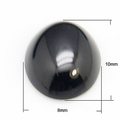 (946F)Морозный цвет внутри  Жонкиль / Непрозрачная зеленая подкладка Натуральный черный агат кабошонов, овальные, 10x8x4 мм