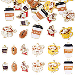 Color mezclado 24 piezas 6 estilos colgantes de aleación de esmalte, color mezclado, 18~30x11~24x1~3 mm, agujero: 1.8~2.2 mm, 4 piezas / estilo