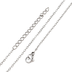 Нержавеющая Сталь Цвет Не тускнеет 304 ожерелья из нержавеющей стали с цепочкой, с лобстером коготь застежку и расширить цепи, цвет нержавеющей стали, 15.7 ~16.5 дюйм (40~42 см), 1.5 мм