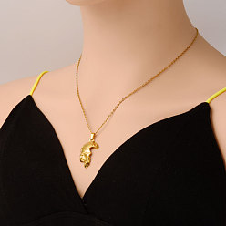 Настоящее золото 18K 304 Женские ожерелья с подвеской в виде половины черепа из нержавеющей стали, реальный 18 k позолоченный, 17.72 дюйм (45 см)