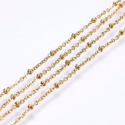 Golden 304 Stainless Steel Satellite Chains, Soldered, with Round Beads, Golden, 1.6mm