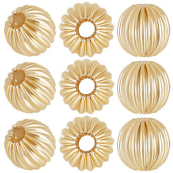 Золотой 100шт. латунные рифленые бусины, без никеля , круглые, золотые, 6 мм, отверстие : 1.6 мм