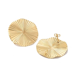 Плоский Круглый Ионное покрытие (ip) 304 детали серьги-гвоздики из нержавеющей стали, реальный 18 k позолоченный, плоско-круглые, 32 мм, отверстие : 3 мм, штифты : 10x0.5 мм