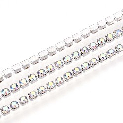 Прозрачный Железо горный хрусталь чашка цепи, с катушкой, серебряные, прозрачные, 2x2x2 мм, около 30.00 футов (9.14 м) / рулон