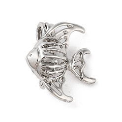 Fish Подвески из бисера из сплава, Подвески в виде полой клетки для изготовления подвески в виде колокольчика, платина, рыба, 24x19x10 мм, отверстие : 5x3 мм