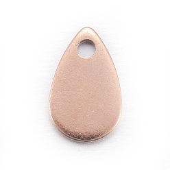 Розовое Золото Подвески из нержавеющей стали с ионным покрытием (ip), слеза, штамповка пустой метки, розовое золото , 8x5x0.6 мм, отверстие : 1.2 мм