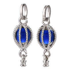 Синий Подвески из сплава , с кошачьим глазом внутри, воздушный шар, платина, синие, 21.5x11x11 мм, отверстие : 5.5 мм