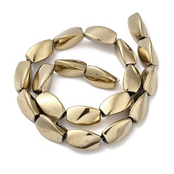 Light Gold Plated Electroplated Non-magnetic Synthetic Hematite Beads Strands, Long-Lasting Plated, Twist, Light Gold Plated, 20~21x11.5~12x11mm, Hole: 1.8mm, about 20pcs/strand, 16.02''(40.7cm)