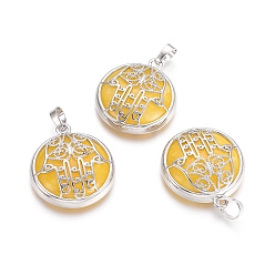 Другие Нефриты Подвески из окрашенного натурального нефрита, с латунной фурнитурой платинового цвета, квартира с рукой хамсы/рукой мириам, окрашенная и подогревом, 31x27.5x8.5 мм, отверстие : 6.5x4 мм