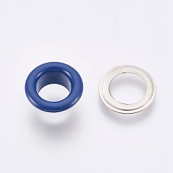 Royal Blue Iron Grommet Eyelet Findings, for Bag Making, Flat Round, Platinum, Royal Blue, 8x4.3mm, Inner Diameter: 4mm