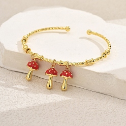 Гриб Милые и симпатичные браслеты-манжеты из латуни с эмалью, браслеты с подвесками для женщин, гриб, внутренний диаметр: 2-3/8 дюйм (6 см)