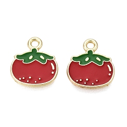 Oro Colgantes de la aleación del esmalte, Amuletos de tomate, dorado, 13.5x12x1 mm, agujero: 1.6 mm
