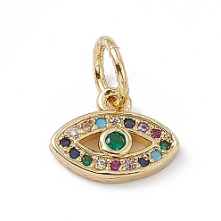 Настоящее золото 18K Латунь с микропокрытием, без кадмия и без свинца, долговечный, с целью перехода в кольце, очарование глаз, реальный 18 k позолоченный, 8x10.5x2 мм, отверстие : 2 мм