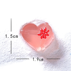 Лосось Рождественские светящиеся украшения из микропейзажа из смолы, сердце, salmon, 15x19 мм