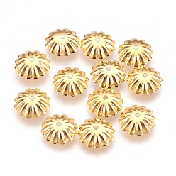 Doré  304 caps d'acier inoxydable, fleur, or, 10x2.5mm, Trou: 1mm