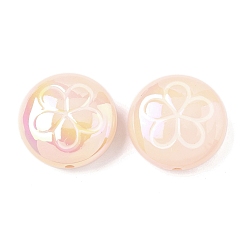 Белый Навахо 2 акриловые бусины с УФ-покрытием, радужный, плоские круглые с цветком, с эмалью, навахо белый, 24.5x10.5~11 мм, отверстие : 2.2 мм
