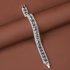 Черный Алмаз Квадратные браслеты-цепочки из сплава со стразами для женщин, черный алмаз, 7-1/8 дюйм (18 см)