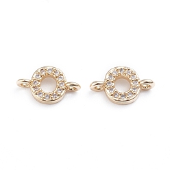 Letter O Латунные микро-паве кубические цирконии буквы ссылки, для изготовления именных ожерелий, долговечный, буквы, прозрачные, реальный 18 k позолоченный, letter.o, 7.5x11x2.8 мм, отверстие : 1 мм