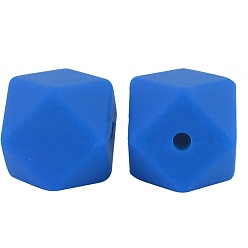 Озёрно--синий Восьмиугольные бусины из пищевого силикона, Плут синий, 17 мм