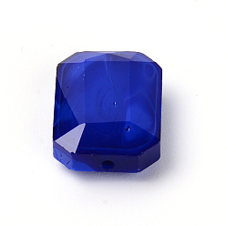 Blau Undurchsichtige einfarbige Glasperlen, imitatorische Jade, Achteck Rechteck, Blau, 18x13x6.5 mm, Bohrung: 1.2 mm