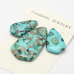 Turquoise Assembled Synthetic Dyed Gemstone and Imperial Jasper Pendant Sets, teardrop, Turquoise, 33~50x20~28x6~6.5mm, Hole: 1.5mm