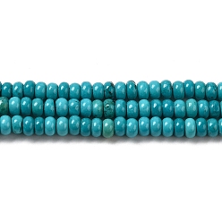 Turquoise Chapelets de perles howlite naturelles , teint, rondelle, turquoise, 4.2~4.8x2.5~2.8mm, Trou: 0.6mm, Environ 146 pcs/chapelet, 15.94'' (40.5 cm)