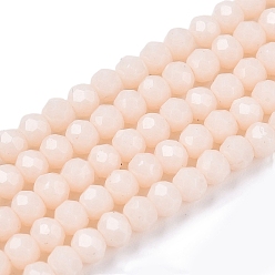 Античный Белый Непрозрачный сплошной цвет имитация нефрита стеклянные бусины пряди, граненые, рондель, старинный белый, 3.5~3.8x3 мм, отверстие : 0.4 мм, около 105~110 шт / нитка, 29~31 см