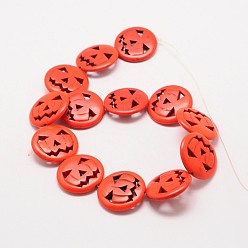 Orange Pumpkin Jack-O'-Lantern Synthetic Turquoise Beads Strands, Dyed, Orange, 20x5mm, Hole: 1mm, about 21pcs/strand, 15.7 inch
