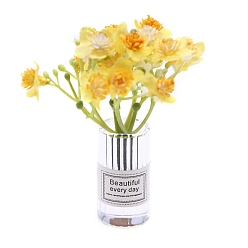 Золотистый Пластиковые цветочные миниатюрные украшения, со стеклянной вазой, аксессуары для кукольного домика с микро-ландшафтом, притворяясь опорными украшениями, золотые, 80x70x20 мм