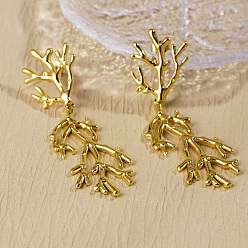 Настоящее золото 18K Винтажные серьги-подвески из нержавеющей стали с кораллами для женщин, повседневные, вечерние, модные украшения