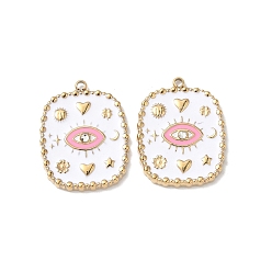 Rectangle 304 нержавеющей стальной эмали подвески, со стразами, ионное покрытие (ip), реальный 18 k позолоченный, рисунок глаз, прямоугольные, 22x17.5x2.5 мм, отверстие : 1.4 мм