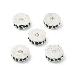 Серебро Латунные микро проложить кубического циркония бусы, долговечный, стойки покрытие, плоско-круглые, серебряные, 8x2.5 мм, отверстие : 1.6 мм