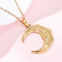 Настоящее золото 18K Луна с цветком 304 ожерелья с подвесками из нержавеющей стали, ионное покрытие (ip), реальный 18 k позолоченный, 17.99 дюйм (45.7 см)