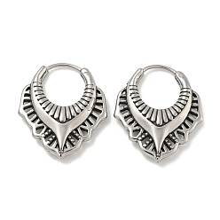 Античное Серебро 316 серьги-кольца из хирургической нержавеющей стали, лист, античное серебро, 25.5x21.5 мм