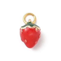 Золотой Латунь эмаль прелести, с целью перехода в кольце, клубничное очарование, золотые, 11.5x8 мм, отверстие : 3.4 мм