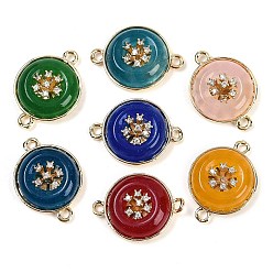 (52) Непрозрачная лаванда Окрашенный натуральный белый нефрит плоские круглые звенья, латунь с покрытием из прозрачного кубического циркония, золотые, разноцветные, 14x19.5x5.5 мм, отверстие : 1.5 мм