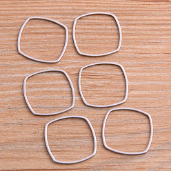 Нержавеющая Сталь Цвет 201 нержавеющей стали связывающий кольца, ромб, цвет нержавеющей стали, 20x20x1 мм