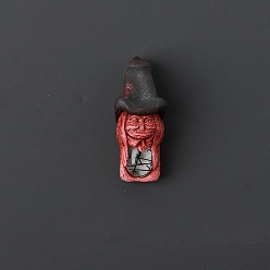Tourmalinated Quartz Natural Tourmalinated Quartz Pendants, Elf with Witch Hat Charm, 45x20mm